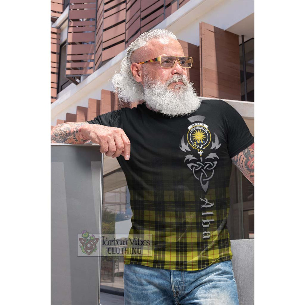 Tartan Vibes Clothing MacLeod of Lewis Modern Tartan Cotton T-shirt Featuring Alba Gu Brath Family Crest Celtic Inspired