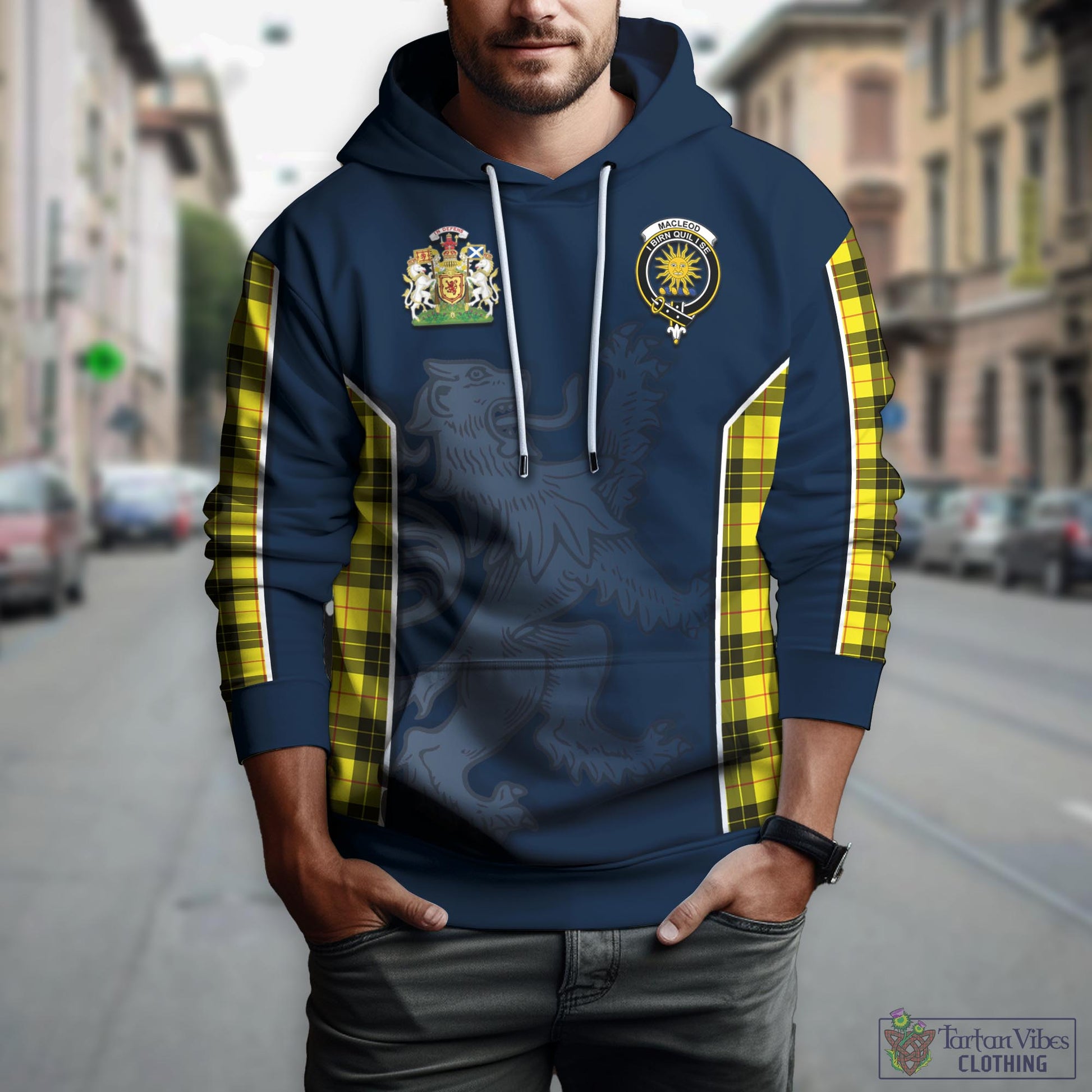 Tartan Vibes Clothing MacLeod of Lewis Modern Tartan Hoodie with Family Crest and Lion Rampant Vibes Sport Style