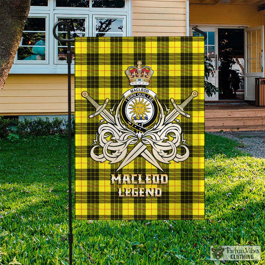 Tartan Vibes Clothing MacLeod of Lewis Modern Tartan Flag with Clan Crest and the Golden Sword of Courageous Legacy