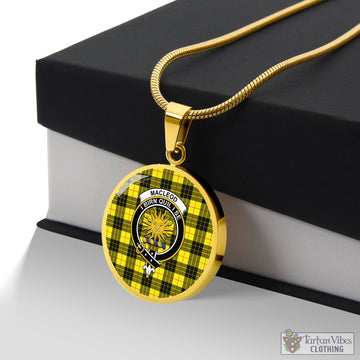 MacLeod (McLeod) Tartan Circle Necklace with Family Crest