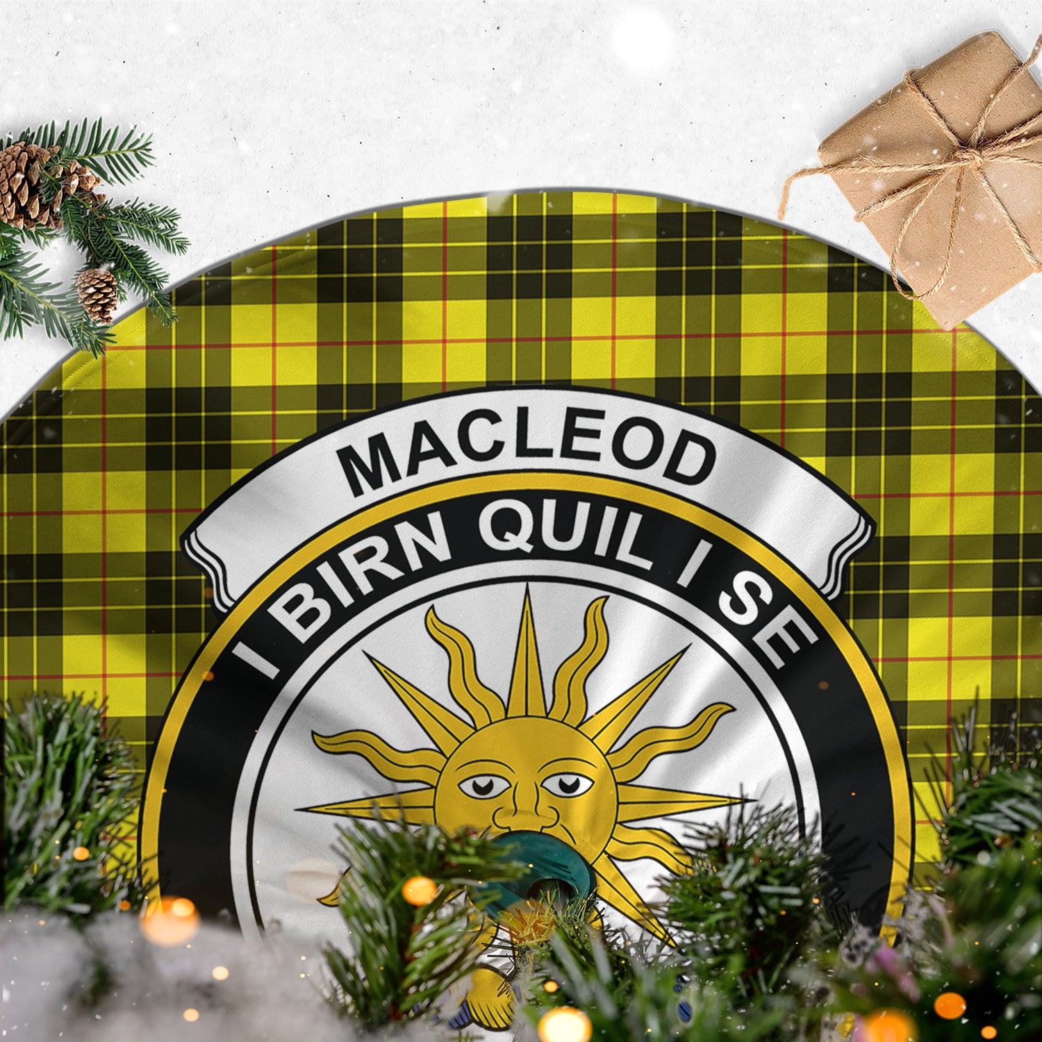 MacLeod of Lewis Modern Tartan Christmas Tree Skirt with Family Crest - Tartanvibesclothing