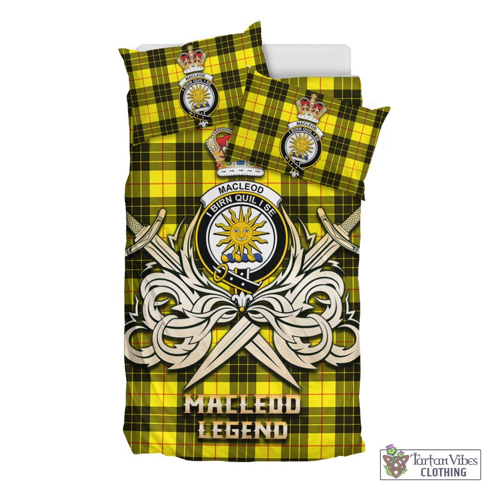 Tartan Vibes Clothing MacLeod of Lewis Modern Tartan Bedding Set with Clan Crest and the Golden Sword of Courageous Legacy