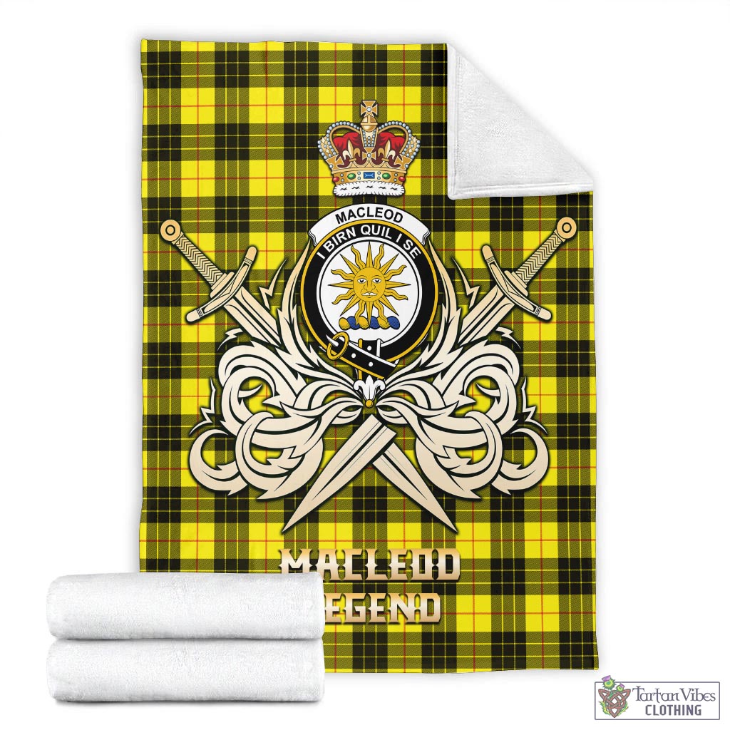 Tartan Vibes Clothing MacLeod of Lewis Modern Tartan Blanket with Clan Crest and the Golden Sword of Courageous Legacy