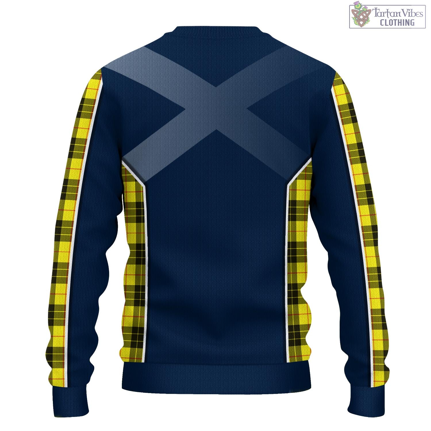 Tartan Vibes Clothing MacLeod of Lewis Modern Tartan Knitted Sweatshirt with Family Crest and Scottish Thistle Vibes Sport Style