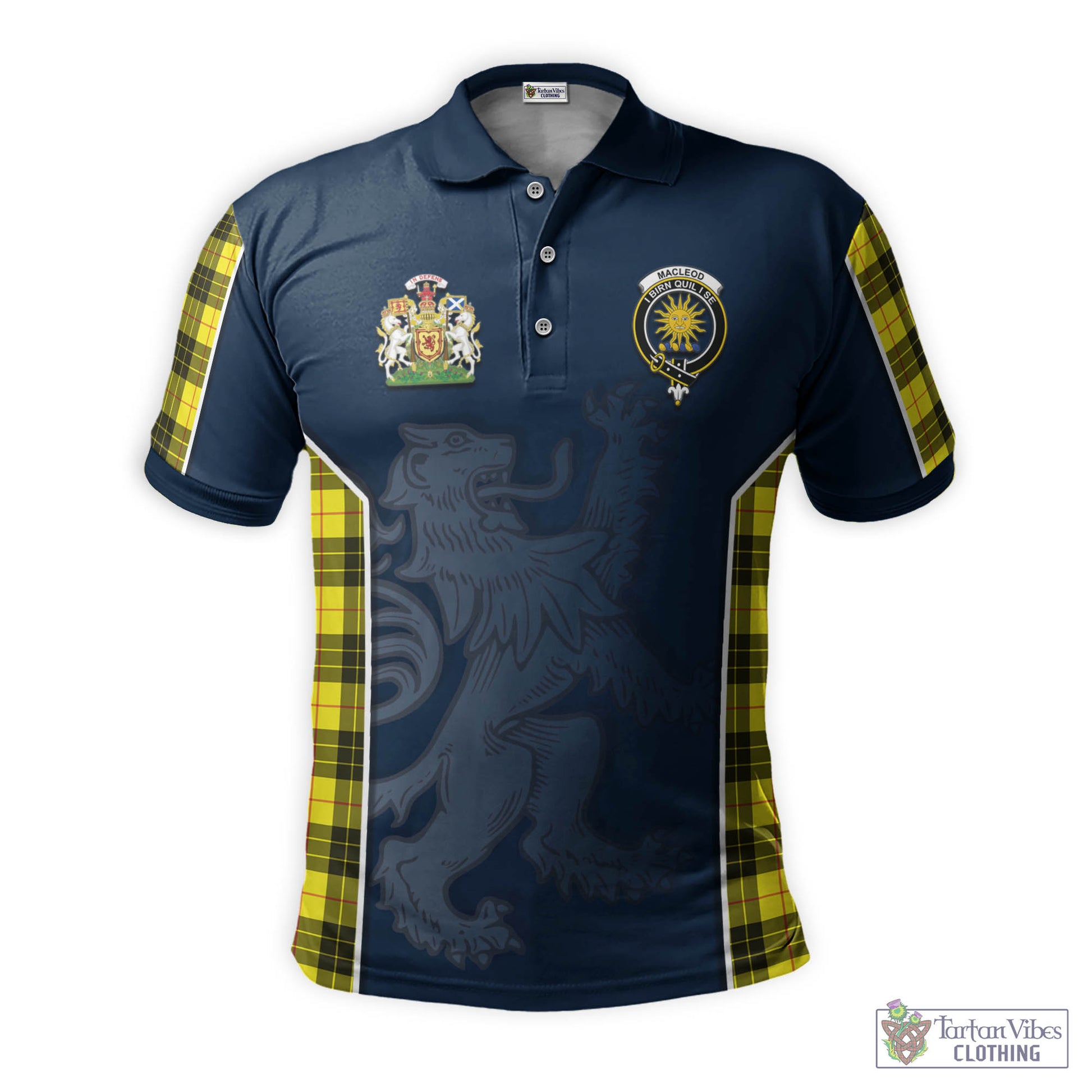 Tartan Vibes Clothing MacLeod of Lewis Modern Tartan Men's Polo Shirt with Family Crest and Lion Rampant Vibes Sport Style