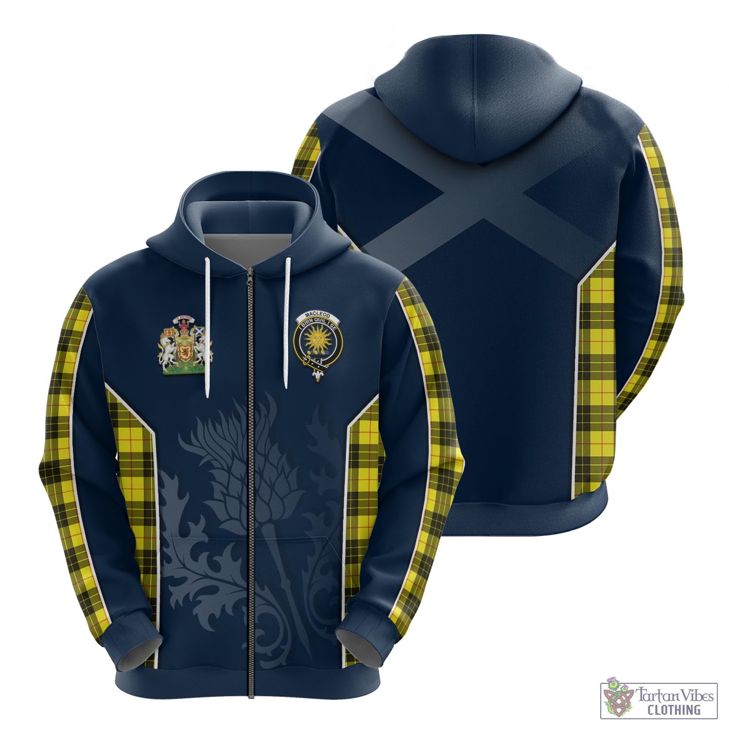 Tartan Vibes Clothing MacLeod of Lewis Modern Tartan Hoodie with Family Crest and Scottish Thistle Vibes Sport Style