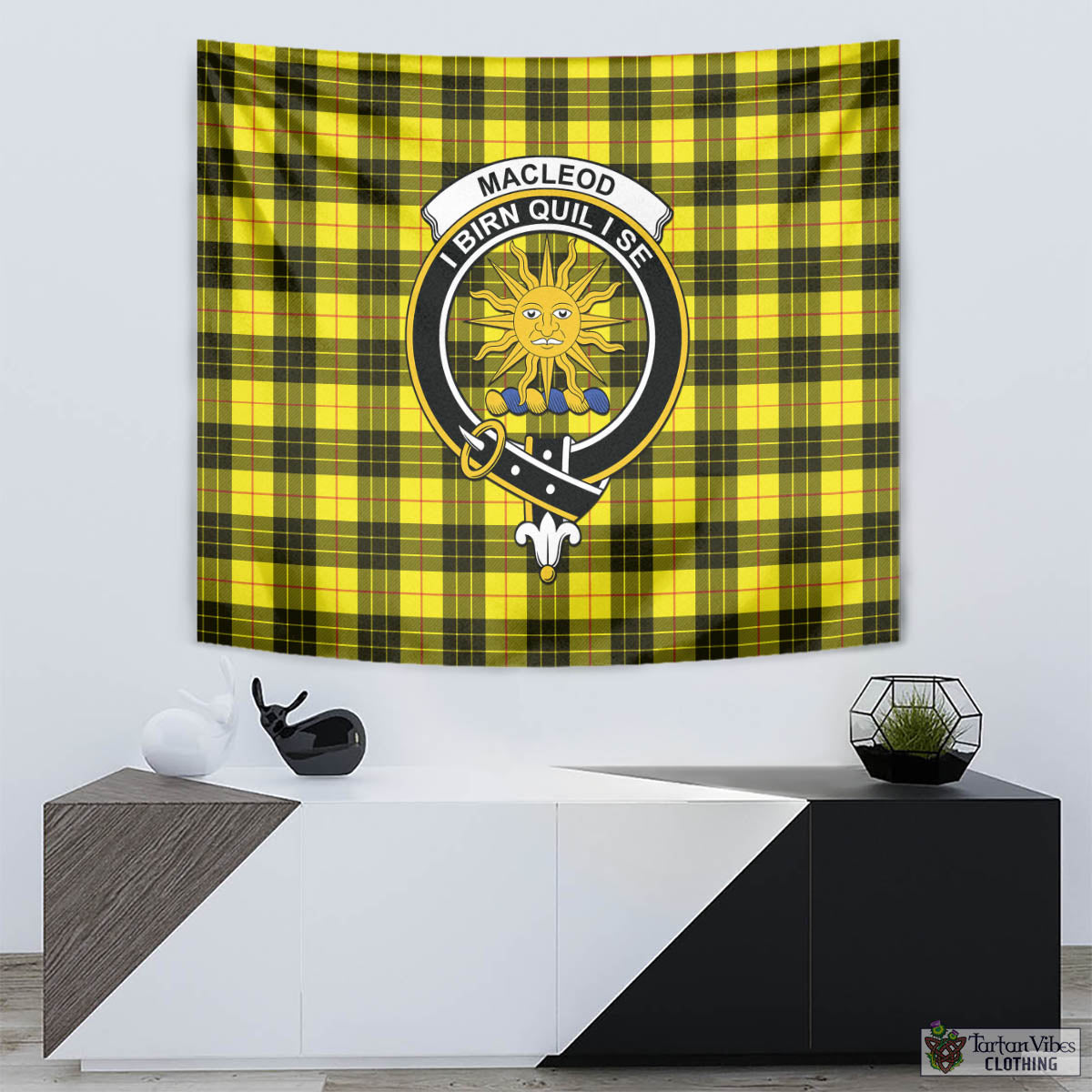 Tartan Vibes Clothing MacLeod of Lewis Modern Tartan Tapestry Wall Hanging and Home Decor for Room with Family Crest