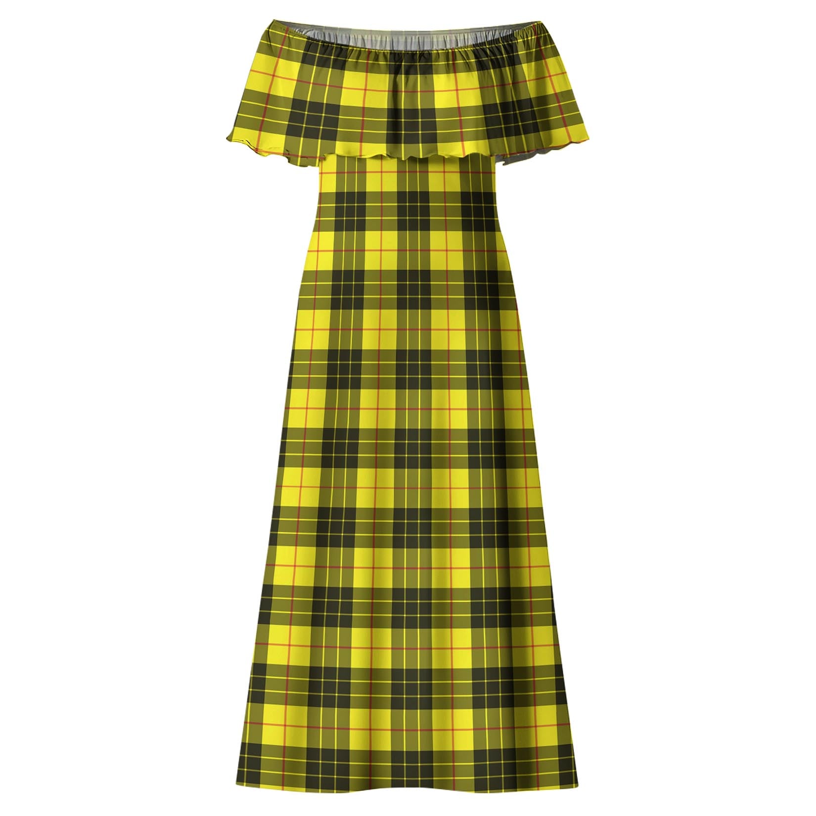 MacLeod of Lewis Modern Tartan Off Shoulder Long Dress - Tartanvibesclothing