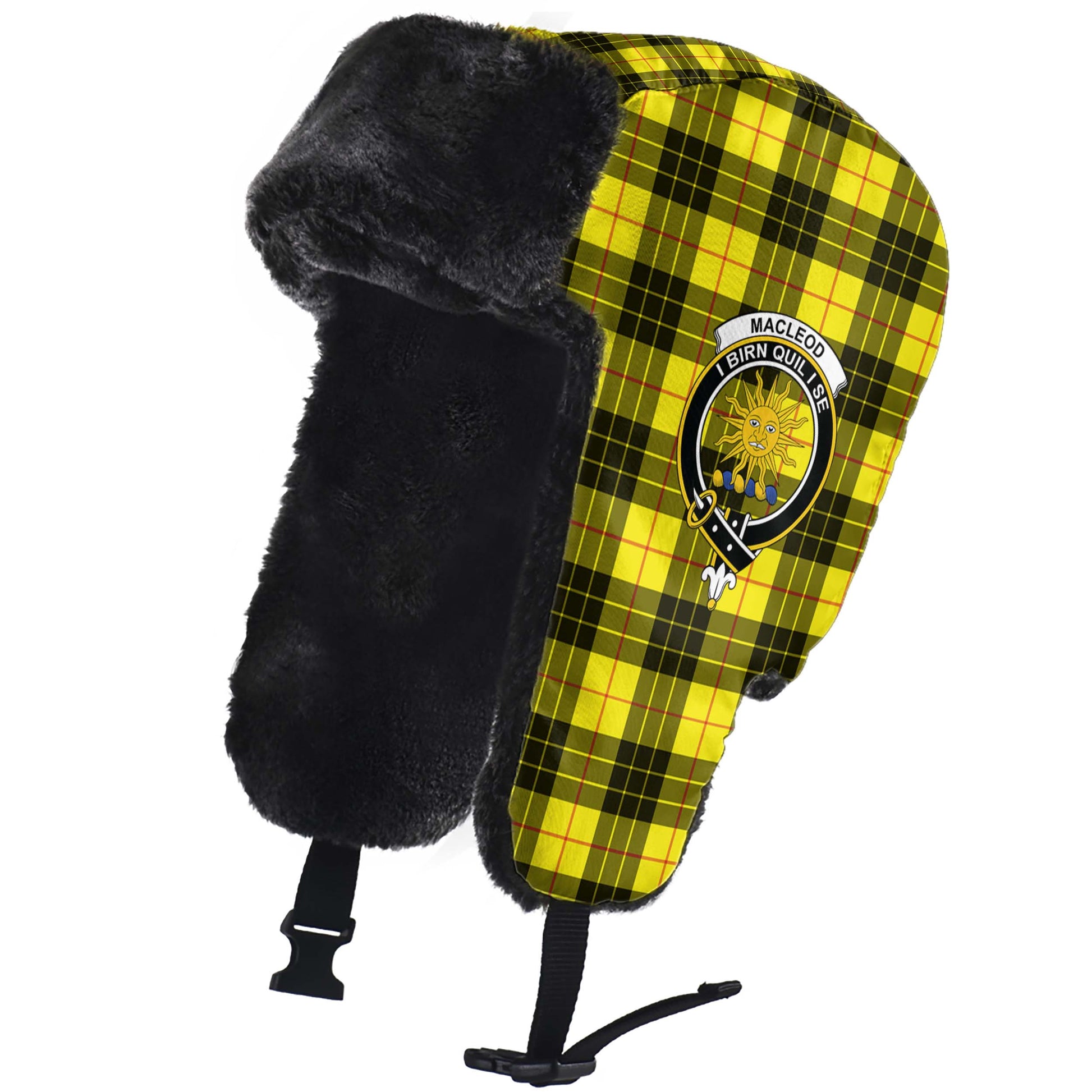 MacLeod of Lewis Modern Tartan Winter Trapper Hat with Family Crest - Tartanvibesclothing