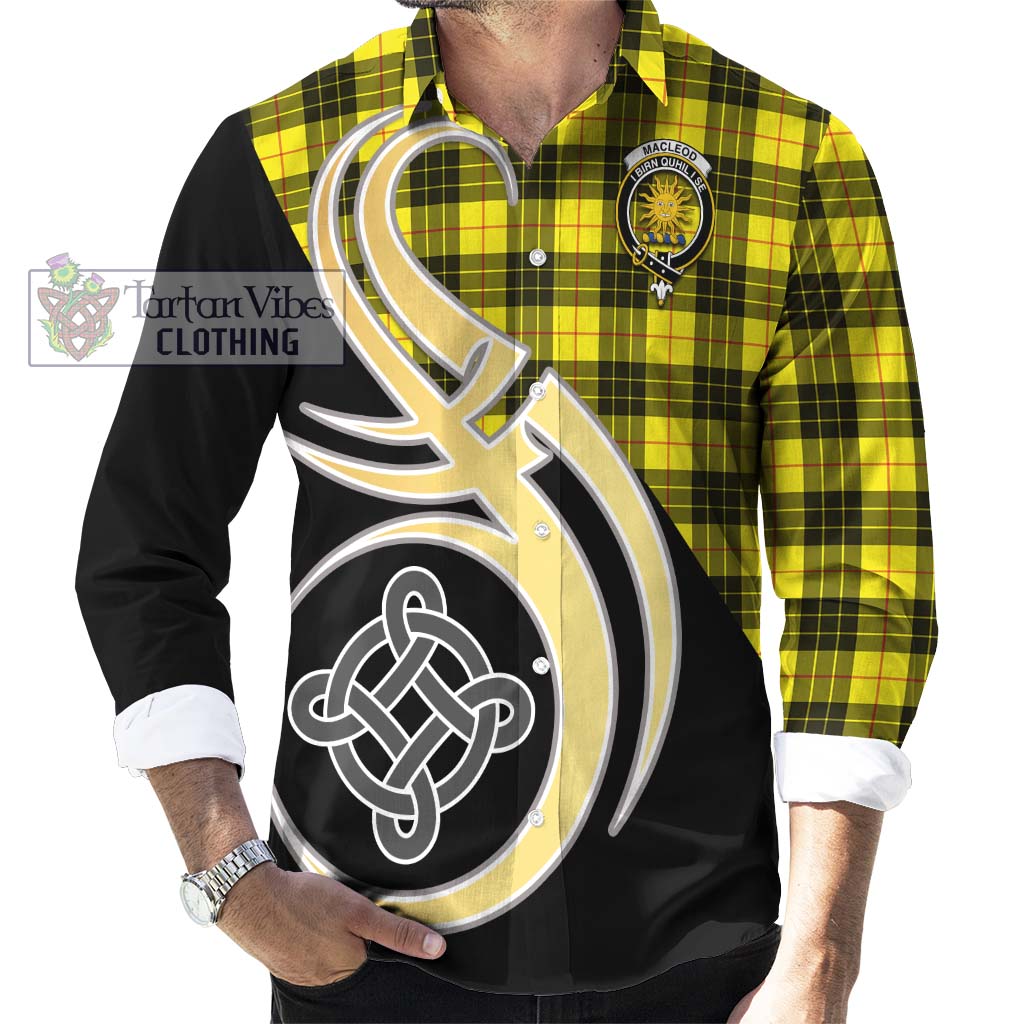 MacLeod (McLeod) Tartan Long Sleeve Button Shirt with Family Crest and Celtic Symbol Style - Tartan Vibes Clothing