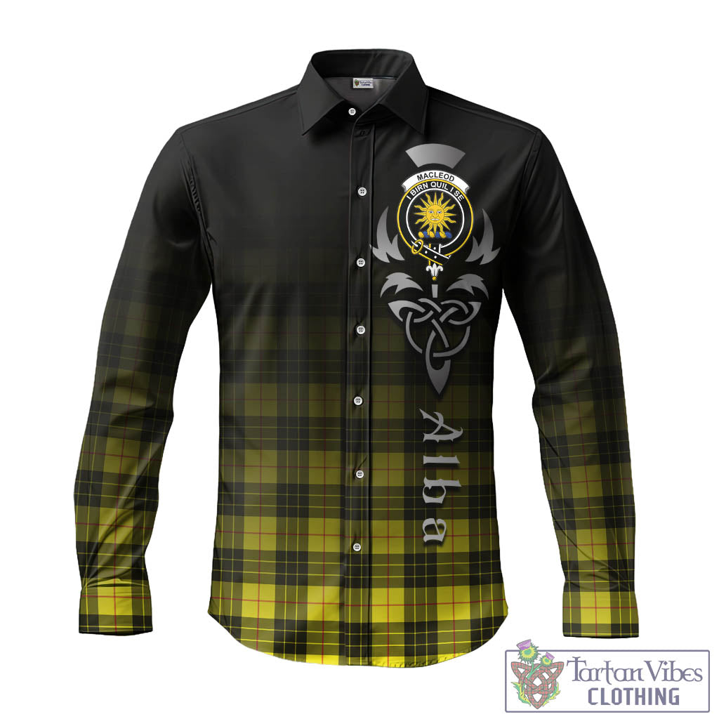 Tartan Vibes Clothing MacLeod of Lewis Modern Tartan Long Sleeve Button Up Featuring Alba Gu Brath Family Crest Celtic Inspired