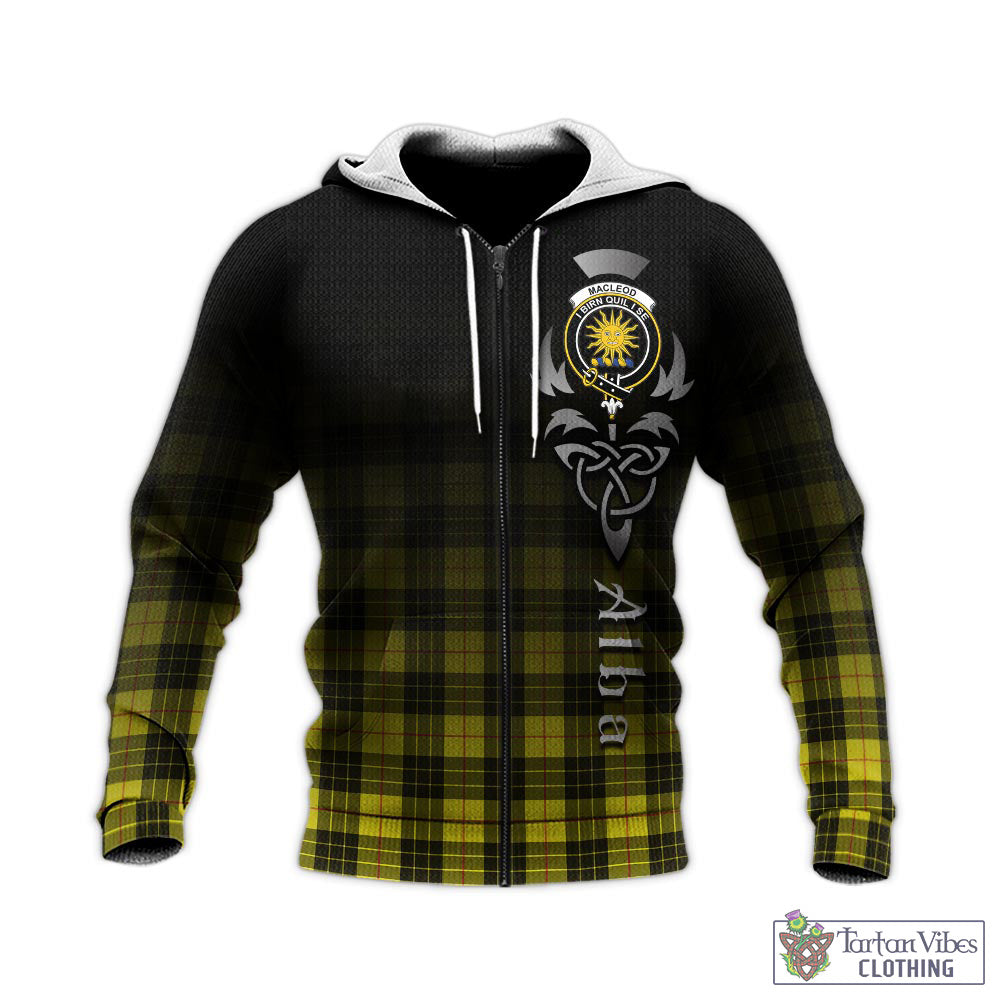 Tartan Vibes Clothing MacLeod of Lewis Modern Tartan Knitted Hoodie Featuring Alba Gu Brath Family Crest Celtic Inspired