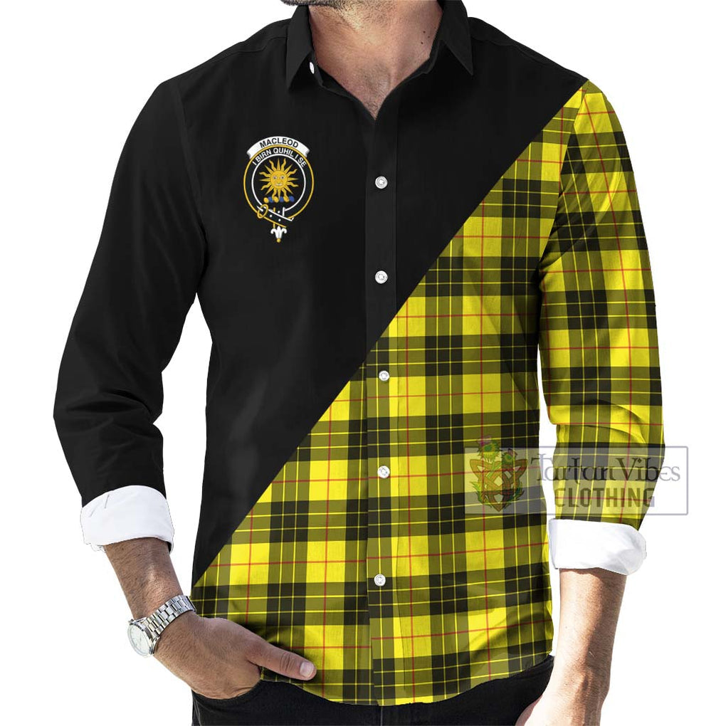 MacLeod (McLeod) Tartan Long Sleeve Button Shirt with Family Crest and Military Logo Style - Tartanvibesclothing Shop