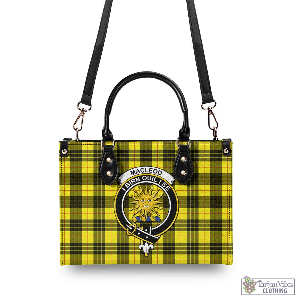 Tartan Vibes Clothing MacLeod of Lewis Modern Tartan Luxury Leather Handbags with Family Crest