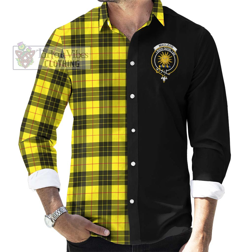 MacLeod (McLeod) Tartan Long Sleeve Button Shirt with Family Crest and Half Of Me Style - Tartanvibesclothing Shop