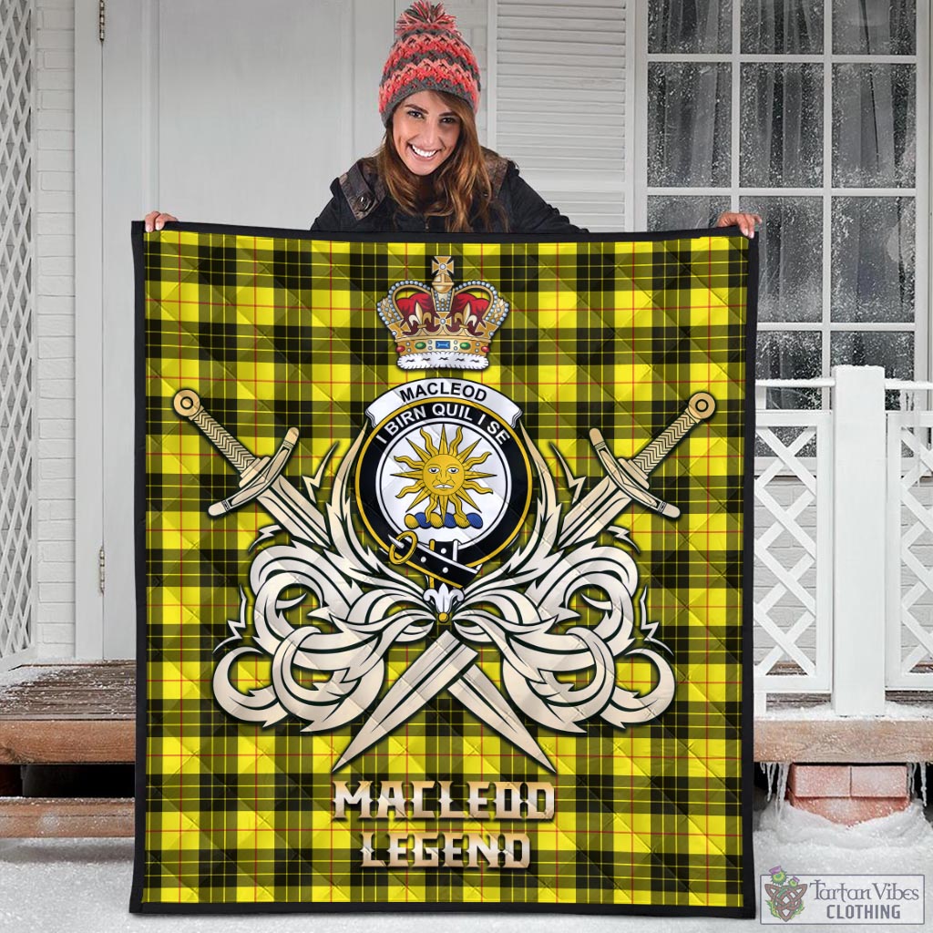 Tartan Vibes Clothing MacLeod of Lewis Modern Tartan Quilt with Clan Crest and the Golden Sword of Courageous Legacy