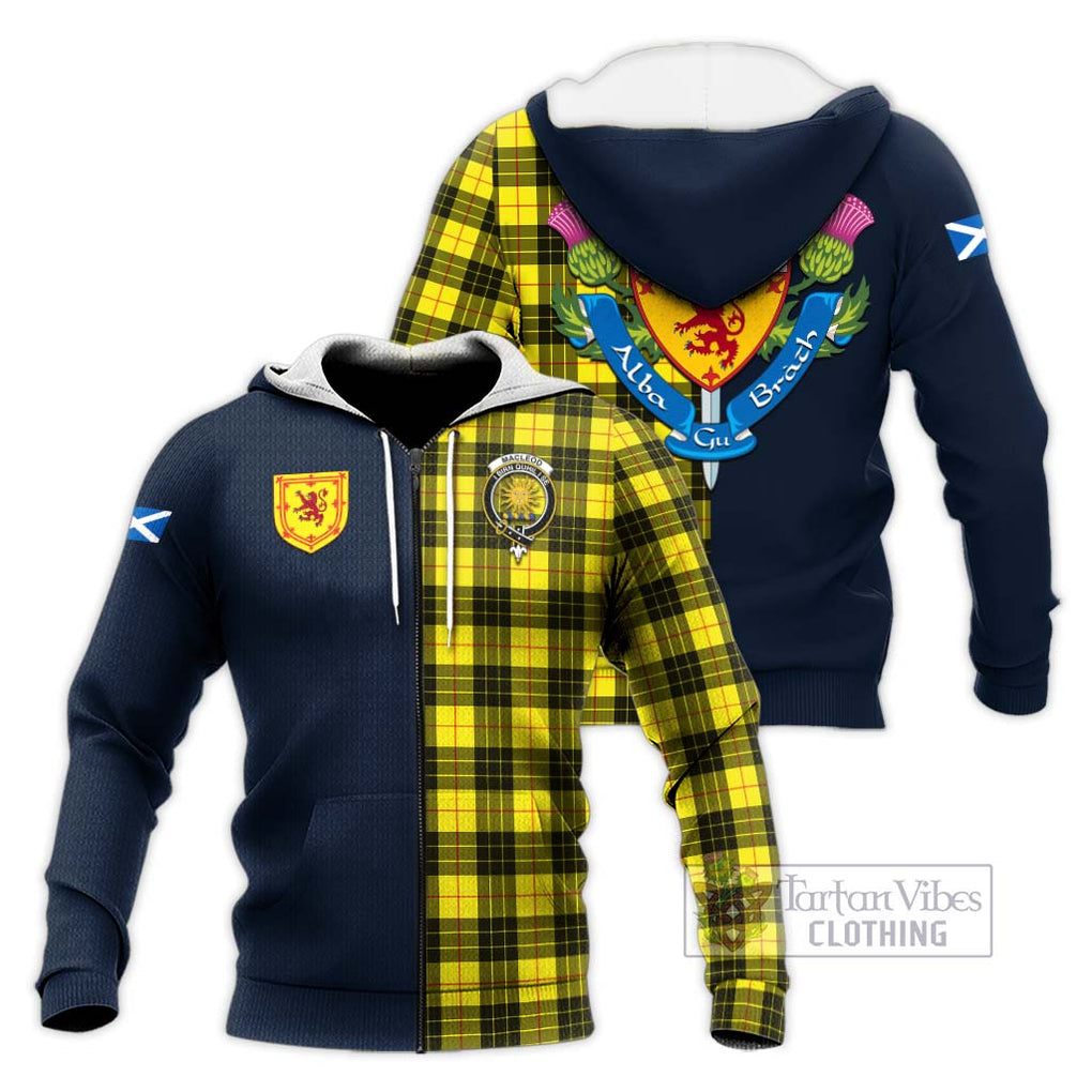 Tartan Vibes Clothing MacLeod of Lewis Modern Tartan Knitted Hoodie with Scottish Lion Royal Arm Half Style