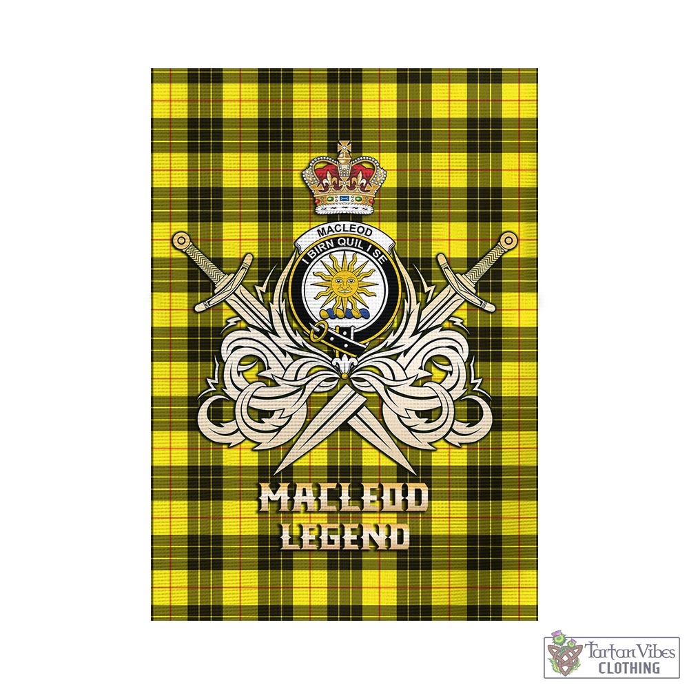 Tartan Vibes Clothing MacLeod of Lewis Modern Tartan Flag with Clan Crest and the Golden Sword of Courageous Legacy