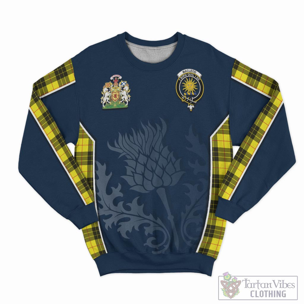 Tartan Vibes Clothing MacLeod of Lewis Modern Tartan Sweatshirt with Family Crest and Scottish Thistle Vibes Sport Style