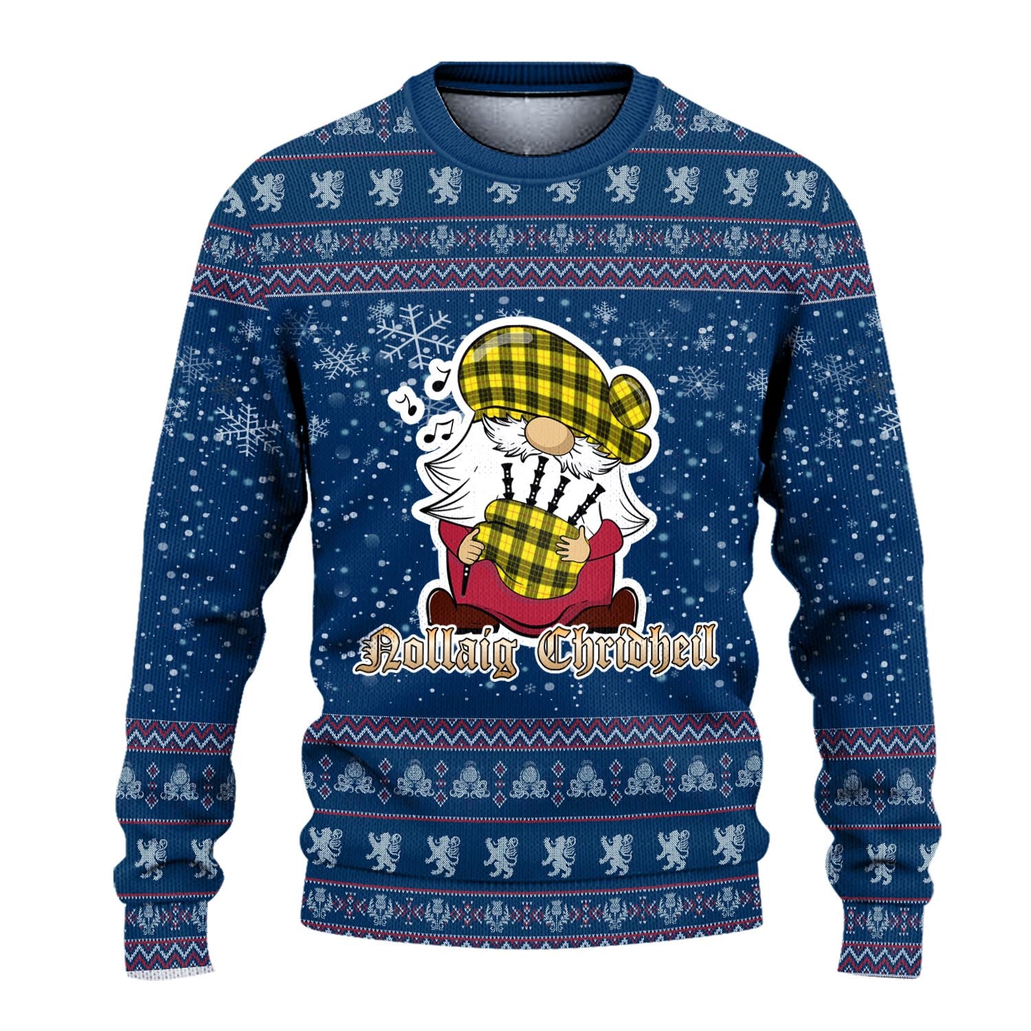 MacLeod of Lewis Modern Clan Christmas Family Knitted Sweater with Funny Gnome Playing Bagpipes - Tartanvibesclothing