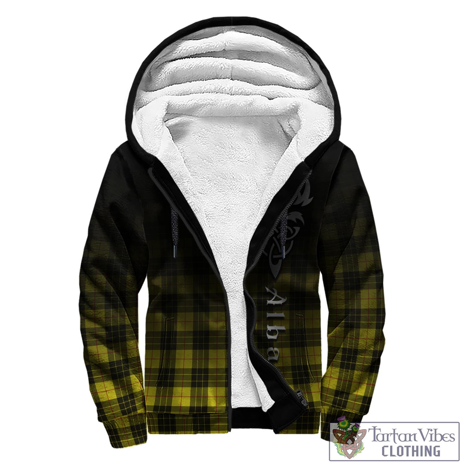 Tartan Vibes Clothing MacLeod of Lewis Modern Tartan Sherpa Hoodie Featuring Alba Gu Brath Family Crest Celtic Inspired