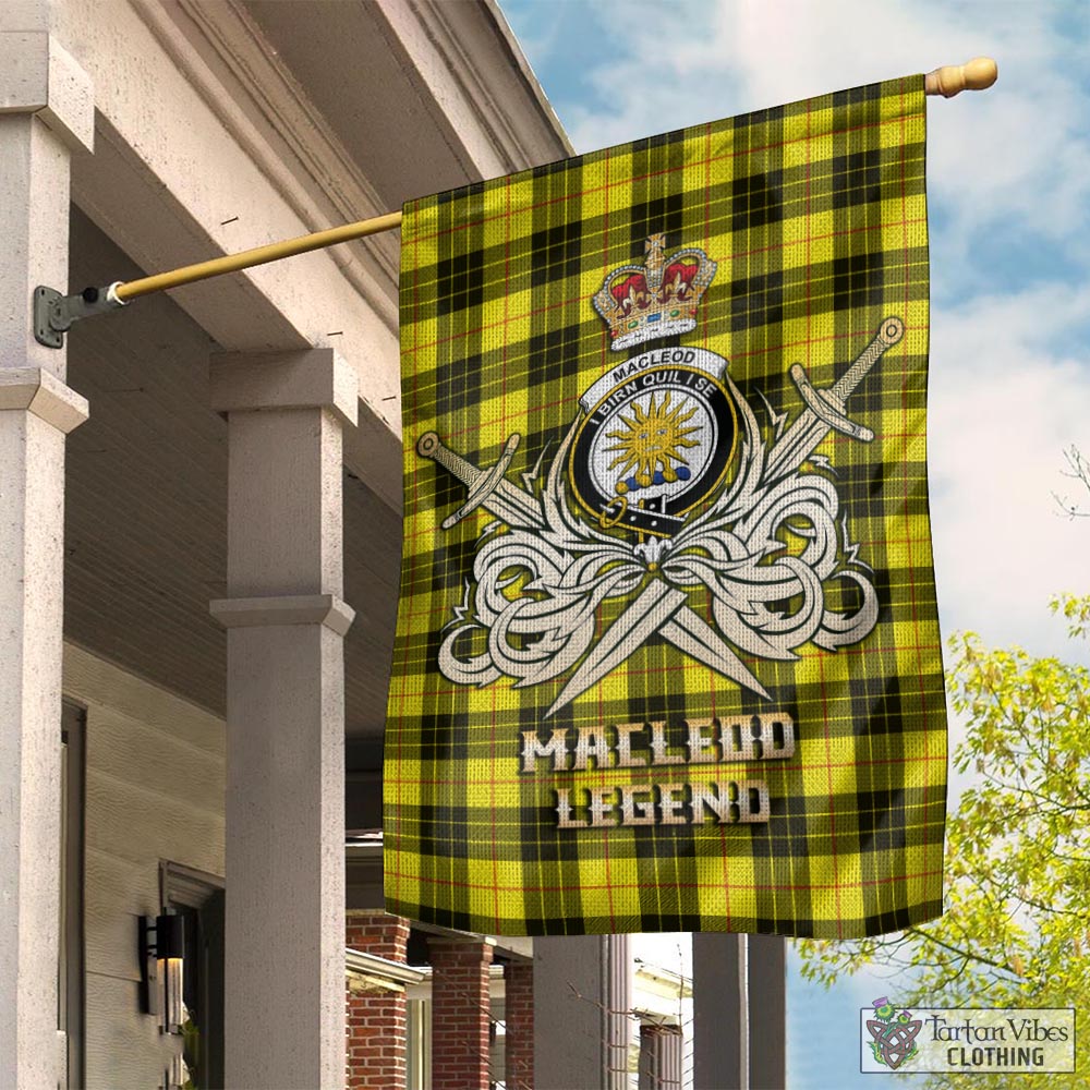 Tartan Vibes Clothing MacLeod of Lewis Modern Tartan Flag with Clan Crest and the Golden Sword of Courageous Legacy