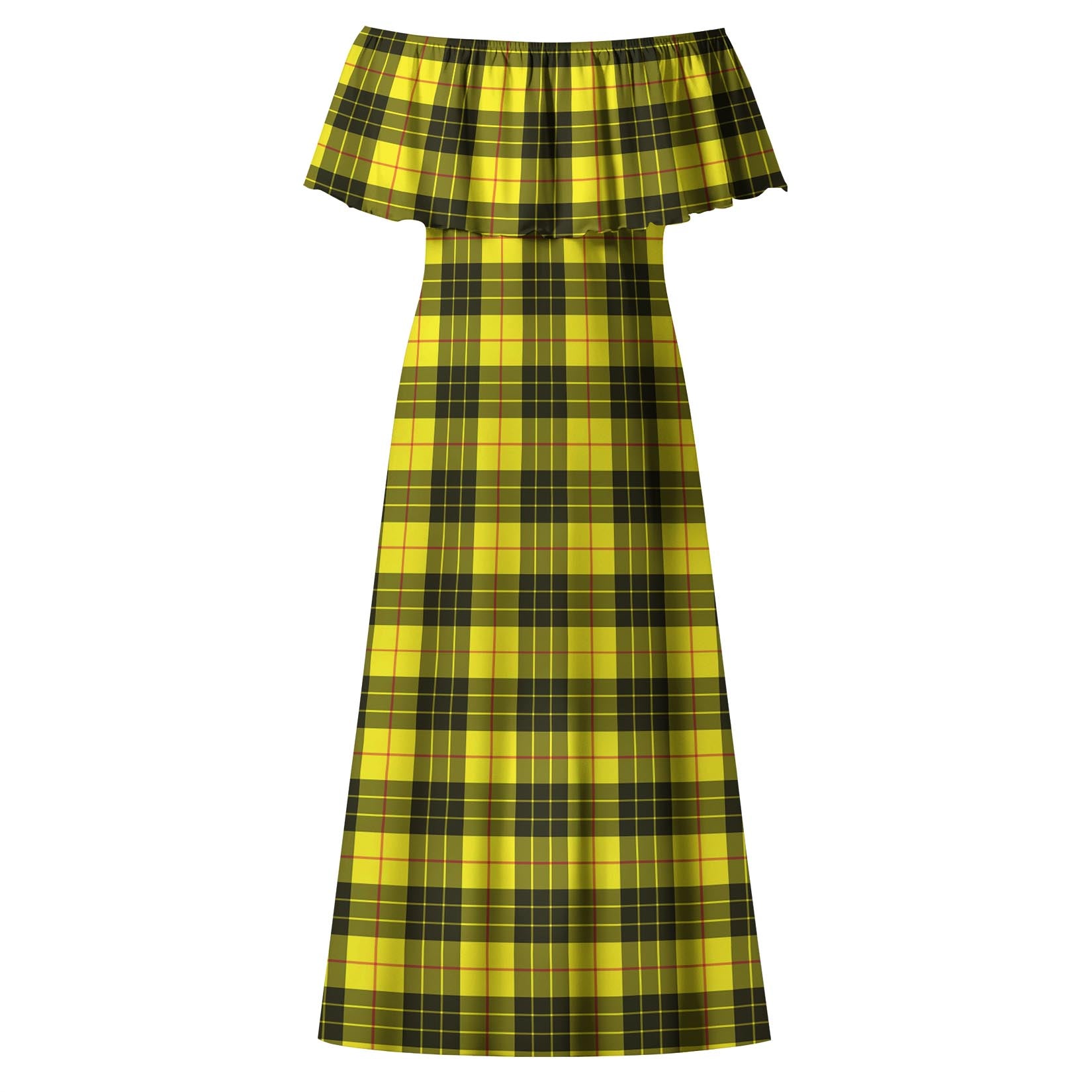 MacLeod of Lewis Modern Tartan Off Shoulder Long Dress - Tartanvibesclothing