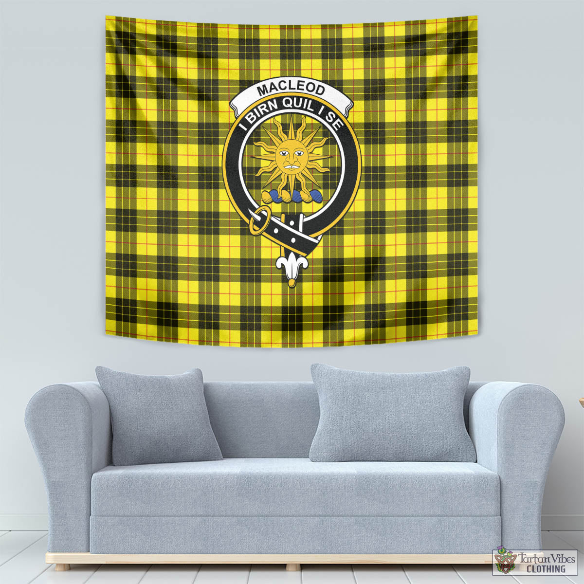 Tartan Vibes Clothing MacLeod of Lewis Modern Tartan Tapestry Wall Hanging and Home Decor for Room with Family Crest