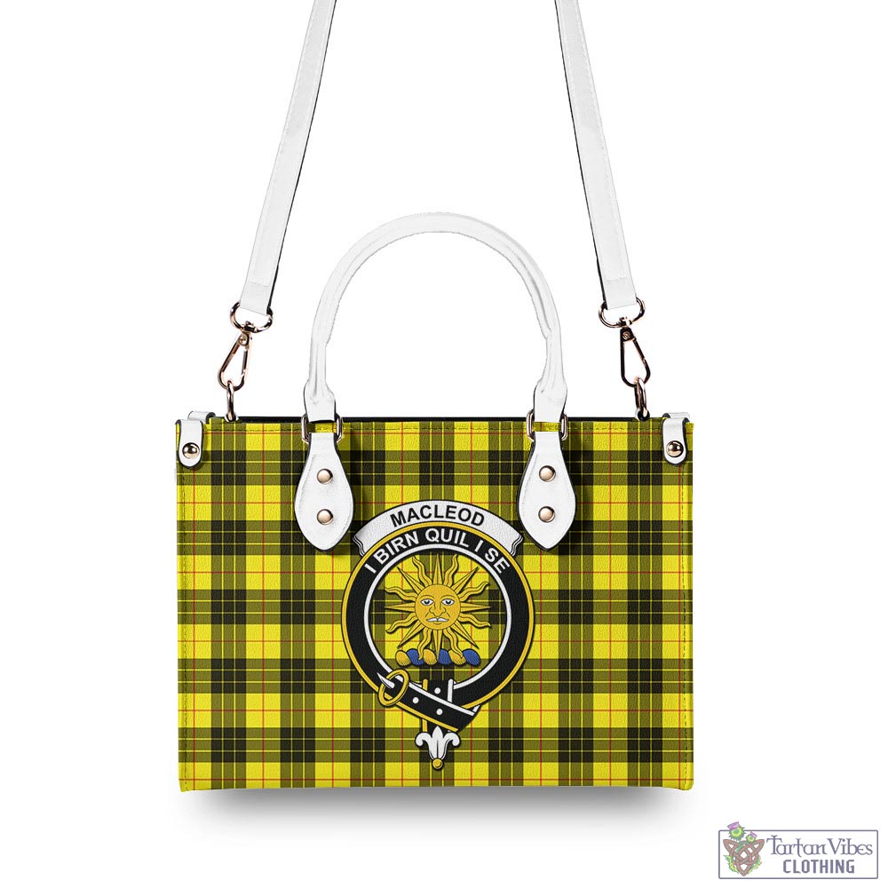 Tartan Vibes Clothing MacLeod of Lewis Modern Tartan Luxury Leather Handbags with Family Crest