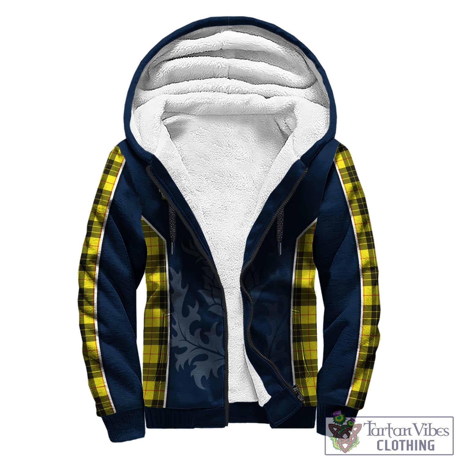 Tartan Vibes Clothing MacLeod of Lewis Modern Tartan Sherpa Hoodie with Family Crest and Scottish Thistle Vibes Sport Style