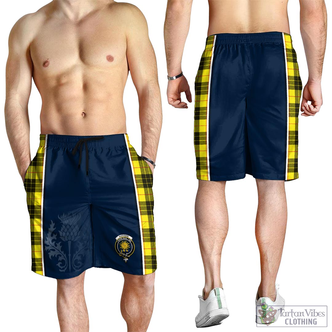 Tartan Vibes Clothing MacLeod of Lewis Modern Tartan Men's Shorts with Family Crest and Scottish Thistle Vibes Sport Style