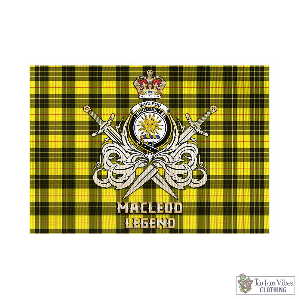 Tartan Vibes Clothing MacLeod of Lewis Modern Tartan Flag with Clan Crest and the Golden Sword of Courageous Legacy