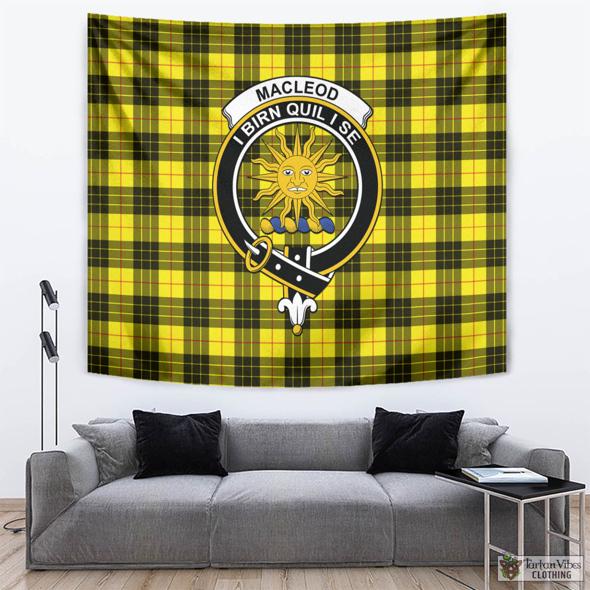 Tartan Vibes Clothing MacLeod of Lewis Modern Tartan Tapestry Wall Hanging and Home Decor for Room with Family Crest