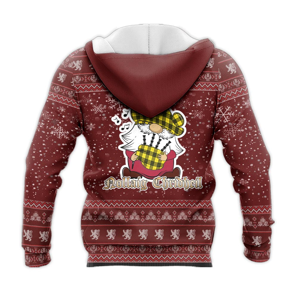 MacLeod of Lewis Modern Clan Christmas Knitted Hoodie with Funny Gnome Playing Bagpipes - Tartanvibesclothing