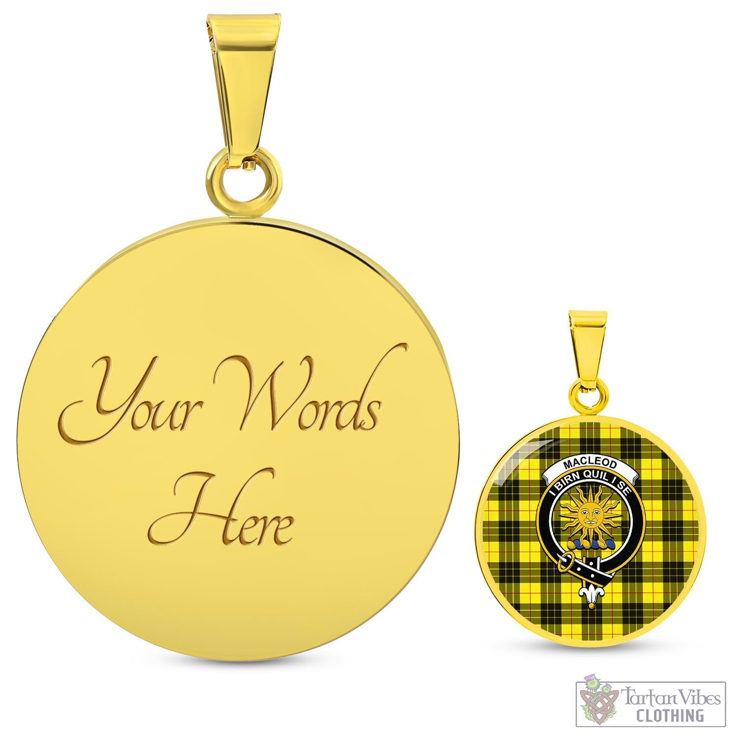 Tartan Vibes Clothing MacLeod of Lewis Modern Tartan Circle Necklace with Family Crest