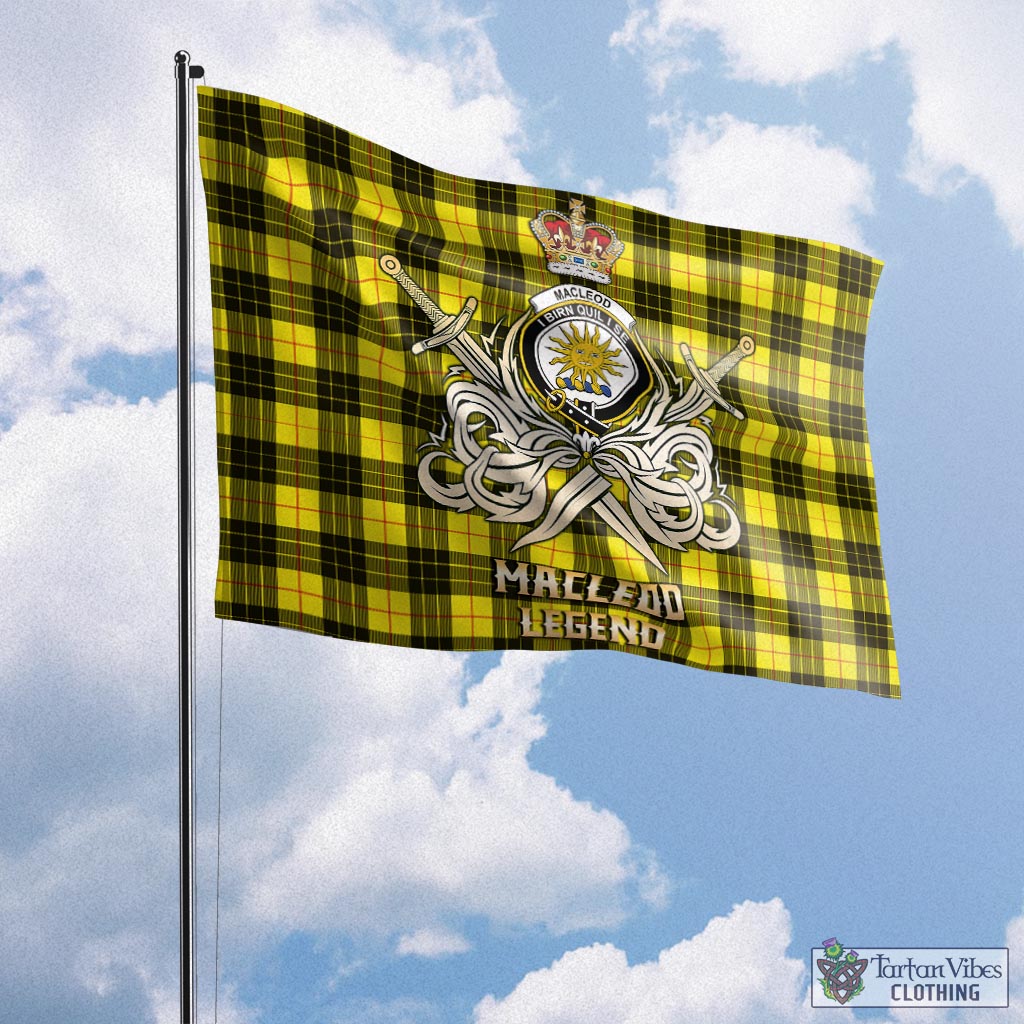 Tartan Vibes Clothing MacLeod of Lewis Modern Tartan Flag with Clan Crest and the Golden Sword of Courageous Legacy