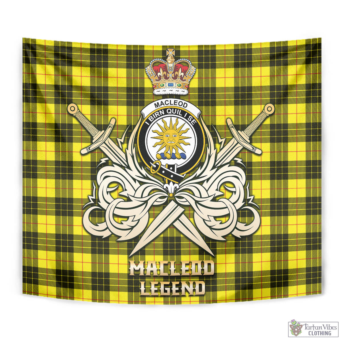 Tartan Vibes Clothing MacLeod of Lewis Modern Tartan Tapestry with Clan Crest and the Golden Sword of Courageous Legacy