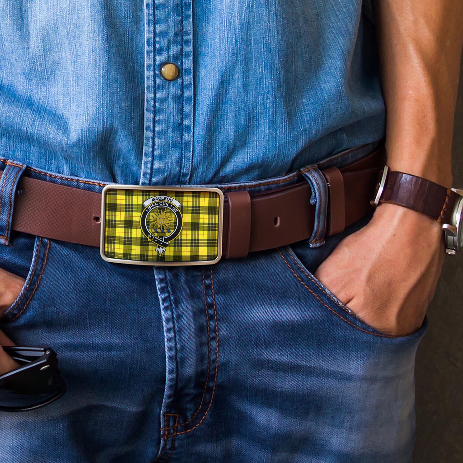 MacLeod (McLeod) Tartan Belt Buckles with Family Crest - Tartan Vibes Clothing