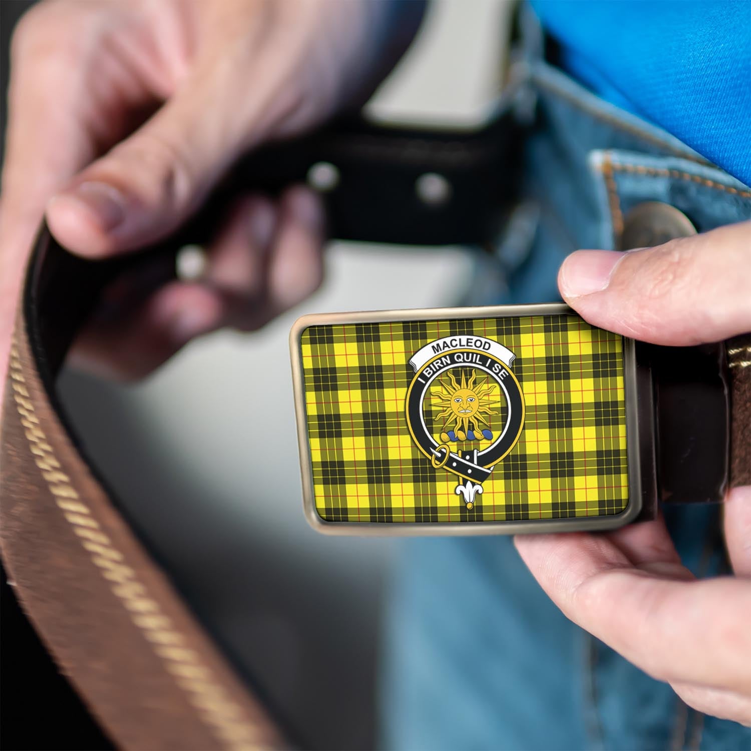 MacLeod (McLeod) Tartan Belt Buckles with Family Crest - Tartan Vibes Clothing