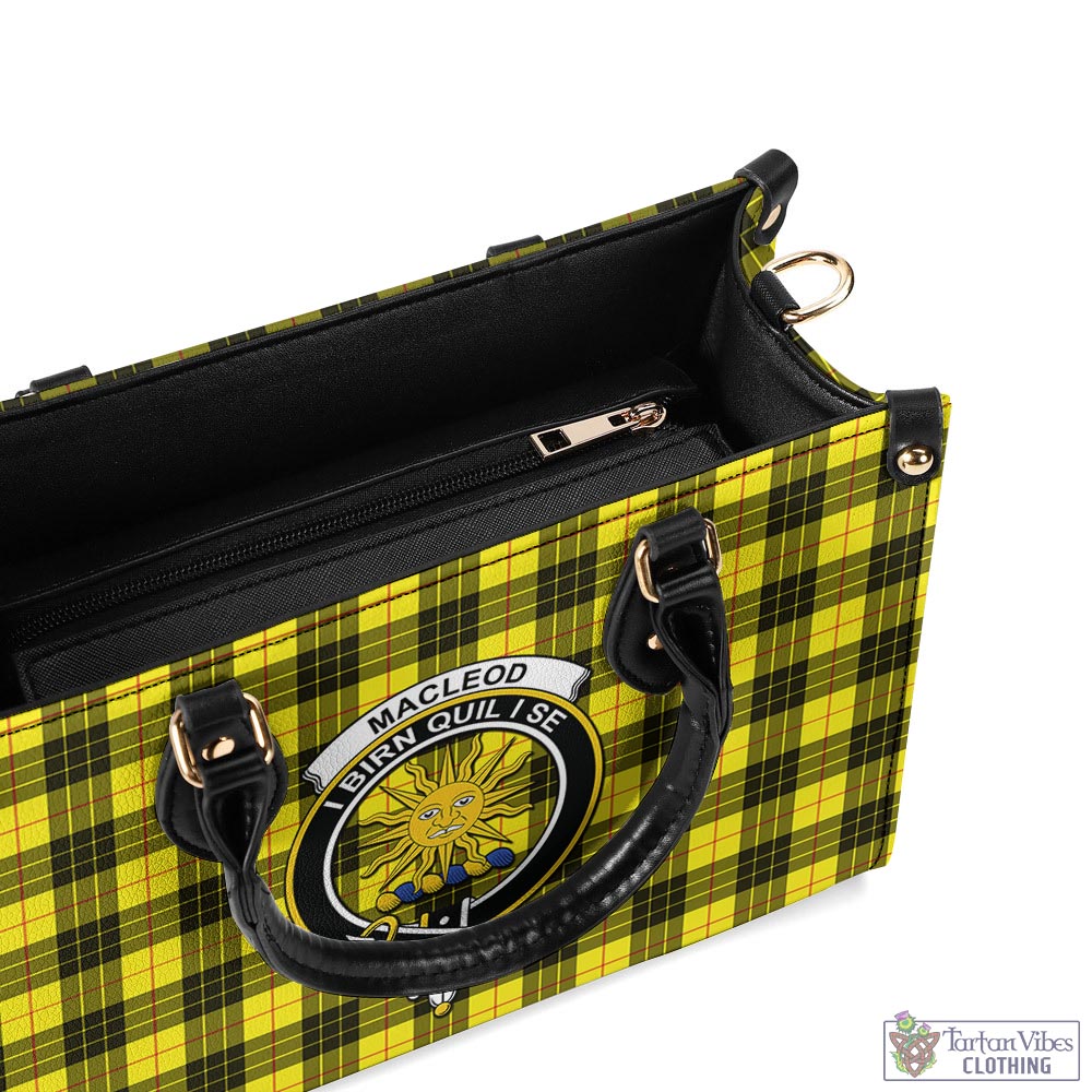 Tartan Vibes Clothing MacLeod of Lewis Modern Tartan Luxury Leather Handbags with Family Crest