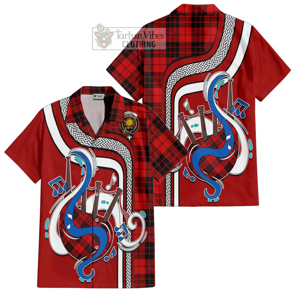 MacLeod of Raasay Tartan Short Sleeve Button Shirt with Epic Bagpipe Style Kid - Tartanvibesclothing Shop