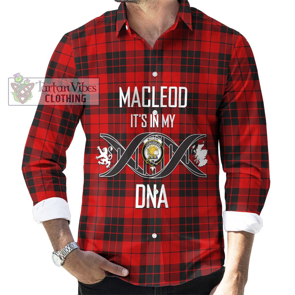 MacLeod of Raasay Tartan Long Sleeve Button Shirt with Family Crest DNA In Me Style Men's Shirt S - Tartanvibesclothing Shop