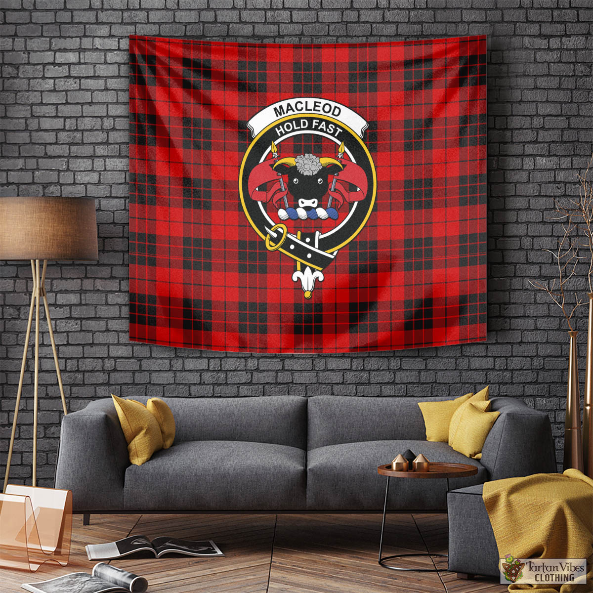 Tartan Vibes Clothing MacLeod of Raasay Tartan Tapestry Wall Hanging and Home Decor for Room with Family Crest