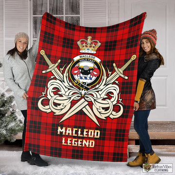 MacLeod of Raasay Tartan Blanket with Clan Crest and the Golden Sword of Courageous Legacy