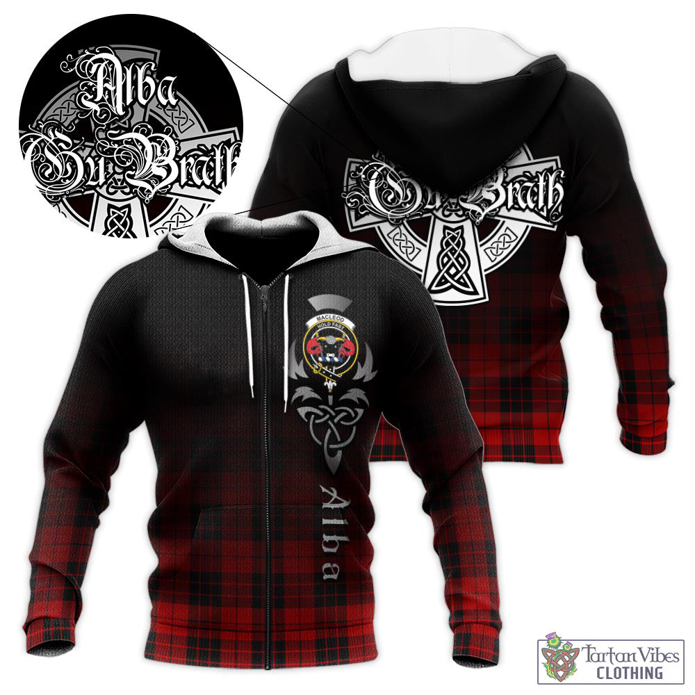 Tartan Vibes Clothing MacLeod of Raasay Tartan Knitted Hoodie Featuring Alba Gu Brath Family Crest Celtic Inspired