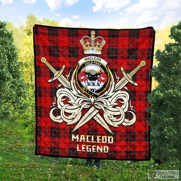 MacLeod of Raasay Tartan Quilt with Clan Crest and the Golden Sword of Courageous Legacy