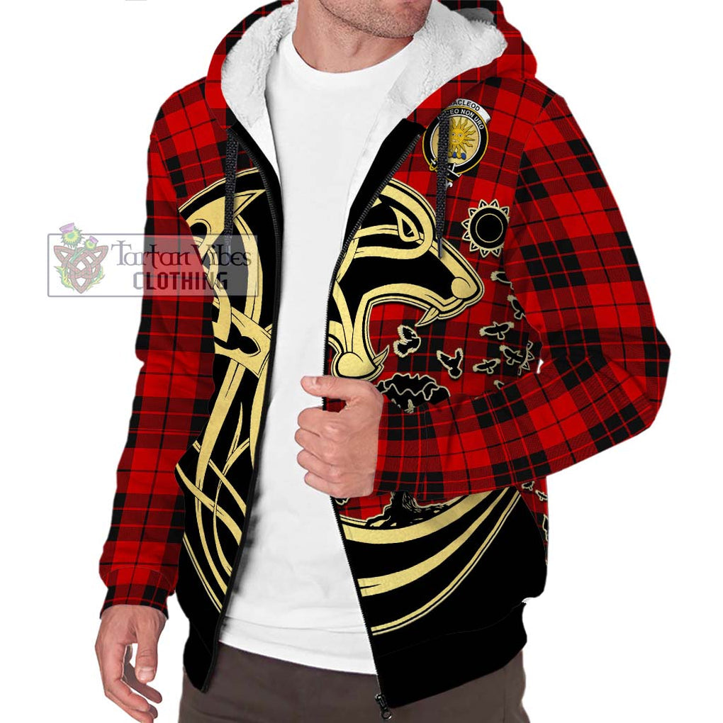 MacLeod of Raasay Tartan Sherpa Hoodie with Family Crest Celtic Wolf Style Unisex S - Tartan Vibes Clothing