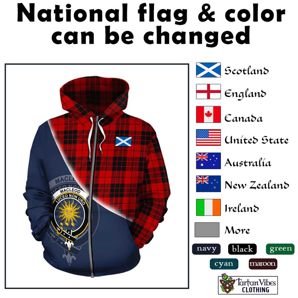 MacLeod of Raasay Tartan Hoodie with Personalised National Flag and Family Crest Half Style - Tartanvibesclothing Shop