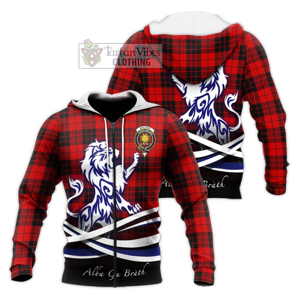 MacLeod of Raasay Tartan Knitted Hoodie with Alba Gu Brath Regal Lion Emblem Unisex Knitted Zip Hoodie - Tartanvibesclothing Shop