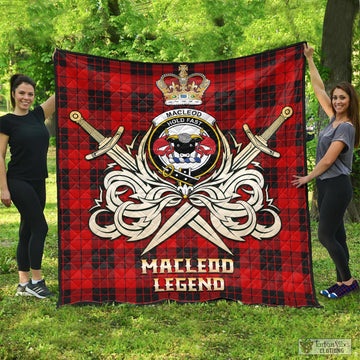 MacLeod of Raasay Tartan Quilt with Clan Crest and the Golden Sword of Courageous Legacy